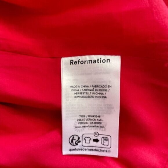 NEW Reformation Monet Linen Midi Dress Lipstick Red Off-Shoulder | size 0 - Picture 13 of 14